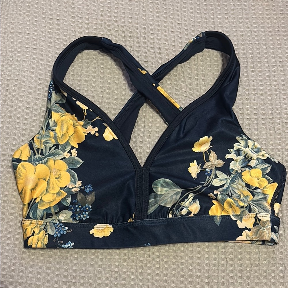 JoyLab Blue and Yellow Floral Sports Bra